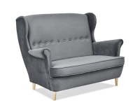 Mała sofa styl skandynawski MALMO SZARA I BUKOWE NÓŻKI