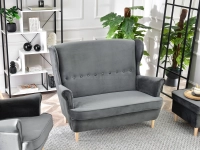 Mała sofa styl skandynawski MALMO SZARA I BUKOWE NÓŻKI - sofa dwuosobowa