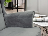 Mała sofa styl skandynawski MALMO SZARA I BUKOWE NÓŻKI - wygodne podłokietniki