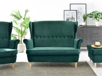 Sofa malmo zielony welur, podstawa buk