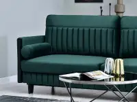 Sofa malone zielony welur, podstawa czarny