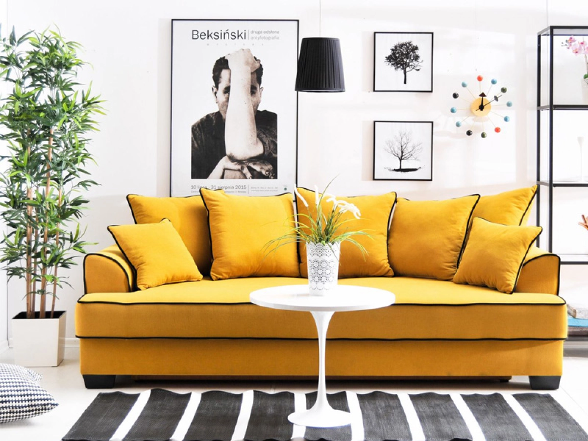Żółta sofa Miss Bibi - tkanina ASTON 12