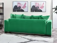 Sofa angielska MISS BIBI ZIELONA rozkładana z poduszkami - tapicerowany tył