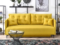 Sofa molly żółty welur, podstawa czarny