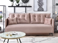 Sofa molly pudrowy welur, podstawa czarny