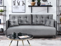 Sofa molly szara welur, podstawa czarny