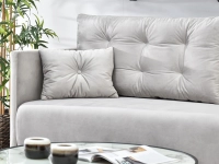 Sofa rozkładana MOLLY POPIELATA z pikowanymi poduchami - oryginalna bryła
