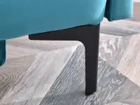 Sofa rozkładana MOLLY TURKUSOWA z pikowanego weluru - metalowe nóżki