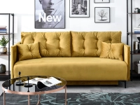 Sofa molly złoty welur, podstawa czarny