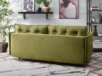 Stylowa kanapa do salonu MOLLY OLIWKOWA wolnostojąca - tapicerowany tył