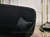 Luksusowa ławka tapicerowana OSMA CZARNY WELUR ZŁOTA NOGA - przeszywane siedzisko