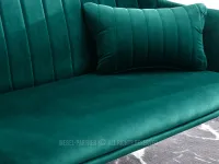 Elegancka sofa dwuosobowa OSMA ZIELONY BUTELKOWY WELUR - wygodne siedzisko
