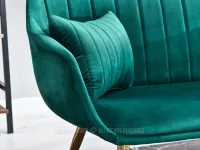 Sofa osma zielony tkanina, podstawa złoty