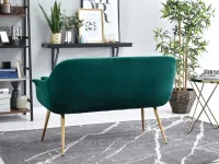 Elegancka sofa dwuosobowa OSMA ZIELONY BUTELKOWY WELUR - tapicerowany tył