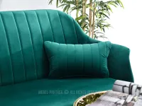 Elegancka sofa dwuosobowa OSMA ZIELONY BUTELKOWY WELUR - miękkie poduchy