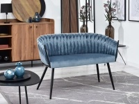 Sofa rosa szary-błękit welur, podstawa czarny