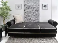 Sofa TOSCA - wersja czarna - duża powierzchnia do spania 190 x 140
