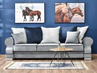 Sofa w stylu angielskim TOSCA szara - w aranżacji ze stolikiem kawowym PENTA S