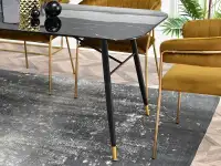 Stół marmurowy BERNO CZARNY ZE ZŁOTYMI STOPKAMI - czarno złote nóżki