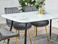 Stół z marmurowym blatem LORENZO BIAŁY NA CZARNYCH NOGACH -  nowoczesna forma