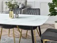 Stół z marmurowym blatem LORENZO BIAŁY NA CZARNYCH NOGACH p designerska forma