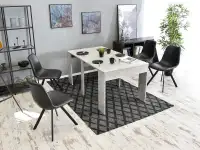 Multifunkcyjny prosty stół rozkładany MESSA beton - w aranżacji z krzesłem PROXI