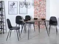 Prostokątny stół do industrialnej jadalni ONEKA orzech vintage - w aranżacji z krzesłami SKAL