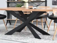 Industrialny stół RETRO DĘBOWY + czarna metalowa noga iks - designerska noga