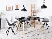 Czarny stół drewniany do jadalni SORBO PODSTAWA- DĄB - prostokątny stół do jadalni