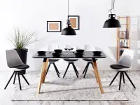 Czarny stół drewniany do jadalni SORBO PODSTAWA- DĄB - loftowy stół prostokątny 