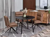 Okrągły stół VERDO CZARNY - metalowe nogi - w aranżacji z krzesłami RALPH