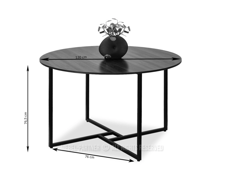 Okrągły stół do pokoju dziennego 120 cm SONOMA BIRK BIAŁY - wymiar