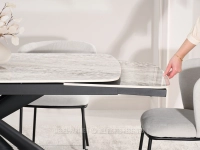 Stół ceramiczny rozkładany SZARY TRAWERTYN DANZEN CZARNY - innowacyjny rozkładany stół do jadalni