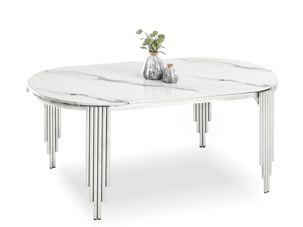 Stół do jadalni glamour ANTUGUA 180 BIAŁY MARMUR-CHROM