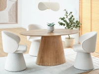Stół fornirowany DĘBOWY PAVO 160x90 6 osobowy na 1 nodze - w aranżacji