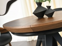 Stół okrągły 120 cm rozkładany MAVERO ORZECH - CZARNY - gruby blat 13 cm