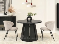 Stół rozkładany designerski SOLVO 100 PLUS CZARNY - w aranżacji z krzesłami CINDY