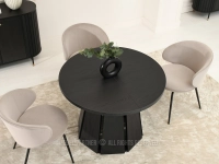 Stół rozkładany designerski SOLVO 100 PLUS CZARNY - w aranżacji z krzesłami CINDY