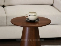 Stolik boczny drewniany OTTAWA 45 ORZECH NOGA STOŻEK - stolik do salonu z okrągłym blatem