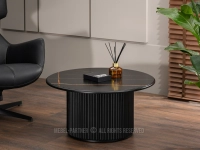 Ryflowany stolik kawowy DORFI 80 CZARNY MARMUR - nowoczesny design