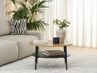 Stolik kawowy loft z półką RENNE XL DĄB CZARNA NOGA - praktyczny stolik do salonu
