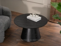 Designerski stolik kawowy OTTAWA 80 CZARNE DREWNO - okrągły blat o średnicy 80 cm