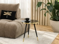 Wysoki stolik ZOE S CZARNY MARMUR - CZARNY I ZŁOTE STOPKI - elegancki design