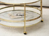 Okrągły stolik na kółkach CHARLES BIAŁY MARMUR - ZŁOTY - 
charakterystyczne detale