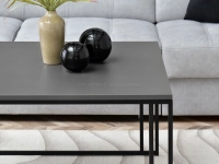 Kwadratowy stolik kawowy DARK XL SZARY GRAFIT I CZARNA NOGA - solidny blat