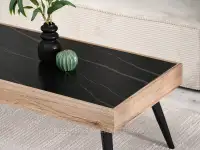 Stolik ceramiczny FRES CZARNY MARMUR SONOMA - CZARNY - idealne połączenie czarnego blatu i dębowego korpusu