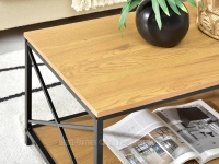 Stolik kawowy loft do salonu JUKA DĄB CZARNY - solidny blat ławy