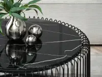 Ażurowy stolik NAVIO XL CZARNY MARMUR - CZARNY - szklany blat z imitacją czarnego marmuru