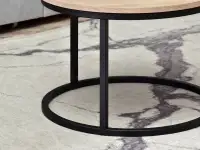 Okrągły stolik kawowy NERO S SONOMA  I CZARNY STELAŻ - metalowa podstawa