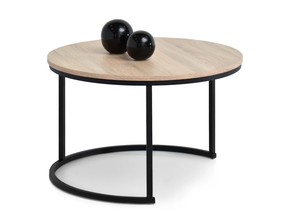 Stylowy stolik kawowy NERO XL SONOMA - CZARNY STELAŻ 